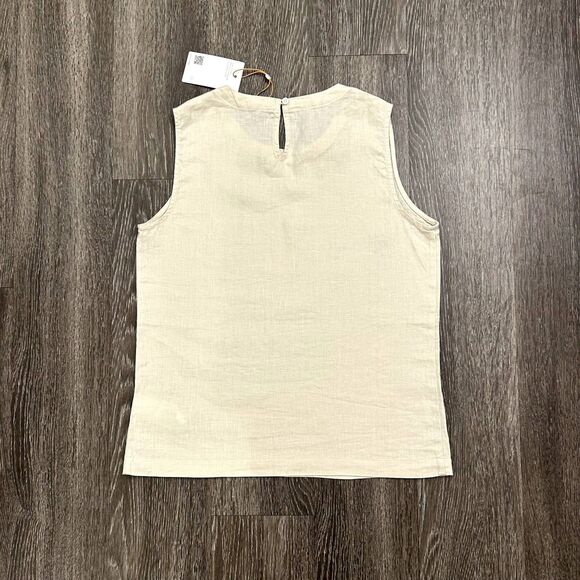 NWT Quince 100% European Linen Sleeveless Tank Top Flax XS Natural Minimalist - Picture 8 of 10